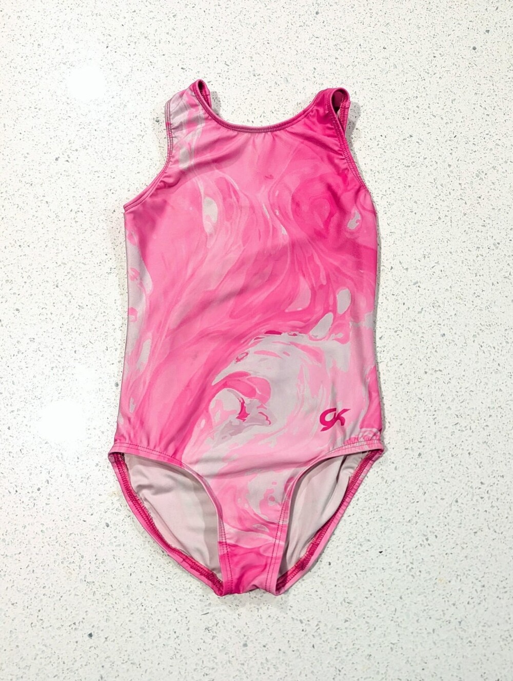 SOFT GK ELITE Gymnastics Dance Leotard Child Small MARBLE Pink White POWER SWIRL